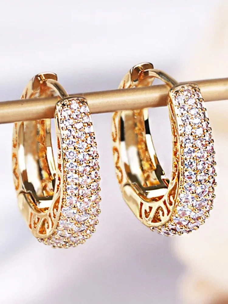 Hoop Earrings CZ Stone for Women
