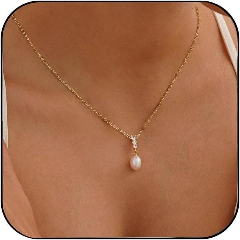 Pearl Choker Necklace for Women, 14k Gold Plated