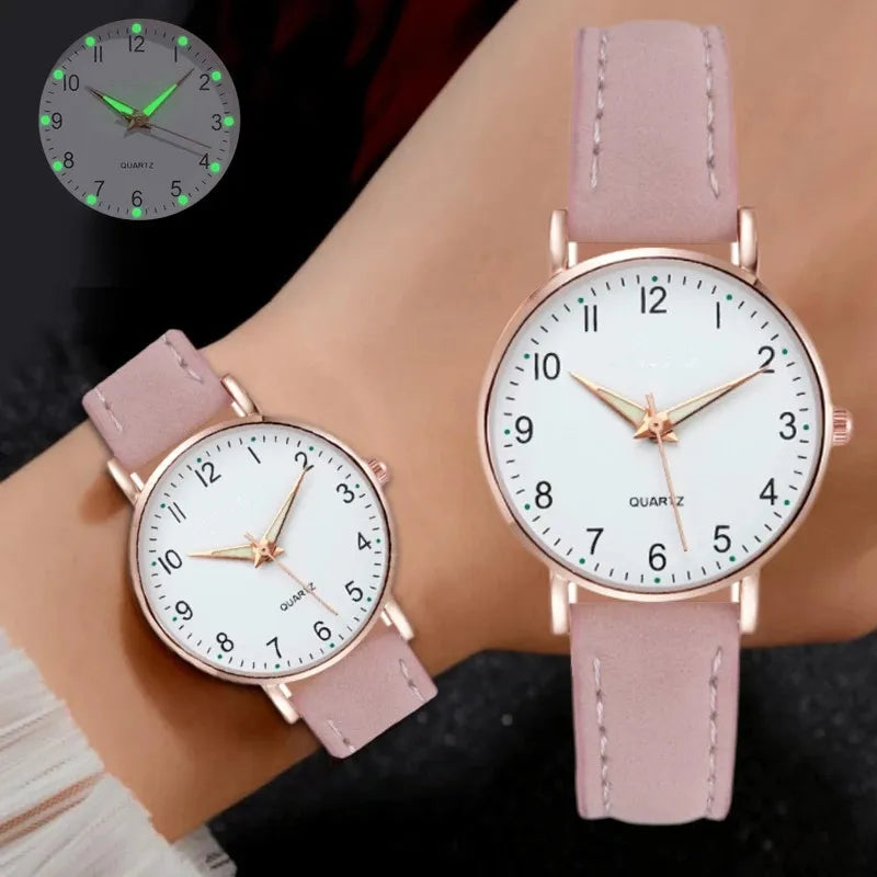 Reloj Mujer Leather Belt  Luxury Analog  Luminous Women's Watch