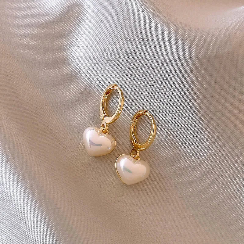 Classic Pearl Heart  Earrings Fashion Jewelry