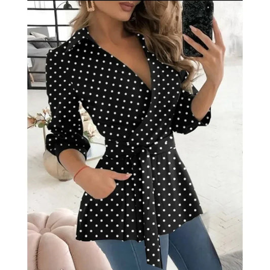 Women's Elegant Long Shirt Printed, Solid Color