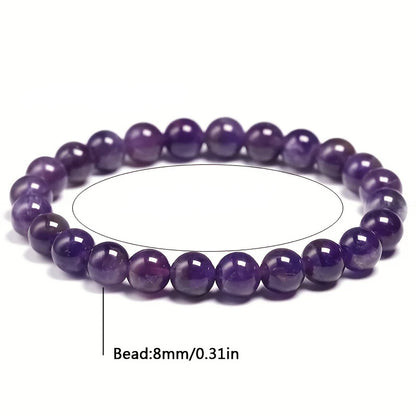 Amethyst Bracelet  Natural Stone  6 8 10mm