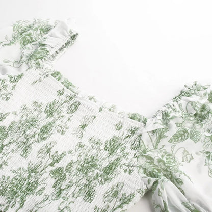 Floral Puff Sleeve A-Line Summer Dress