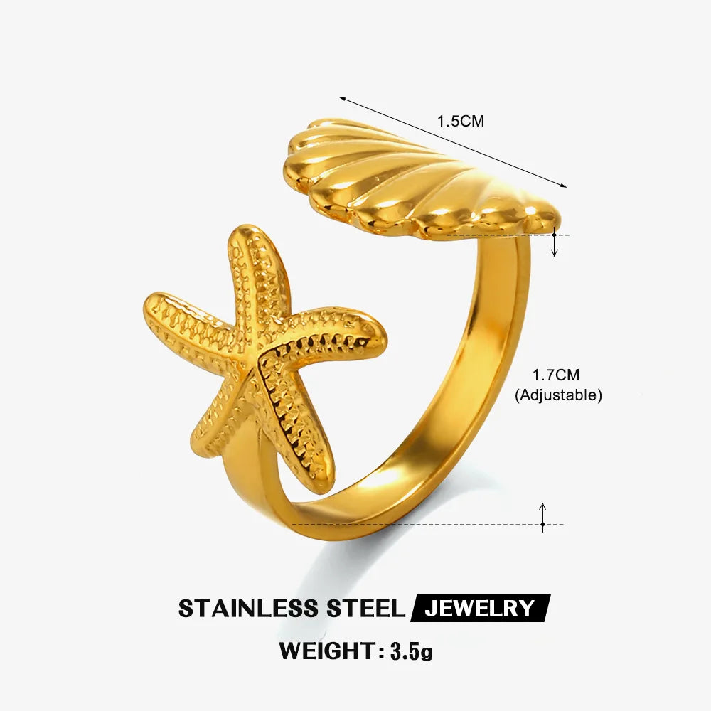 Stainless Steel Starfish Shell Stud Earrings for Women