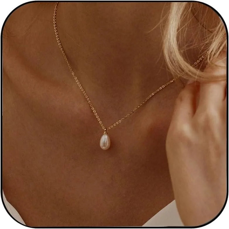 Pearl Choker Necklace for Women, 14k Gold Plated