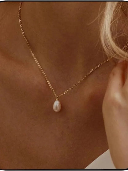 Pearl Choker Necklace for Women, 14k Gold Plated