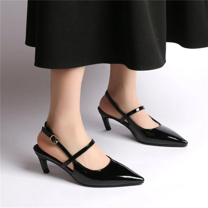 Women Patent Leather Pointed Toe Shoes