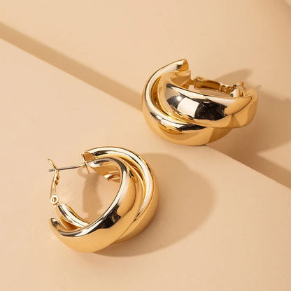 Stainless Steel Hoop Earrings  Gold Color for Women