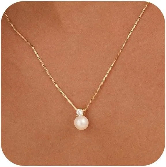 Pearl Choker Necklace for Women, 14k Gold Plated