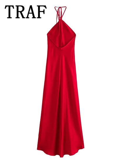 Long Backless Satin Dress,  Elegant Evening Party