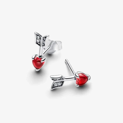 Square CZ Earrings, Red CZ, Sterling Silver, dangle