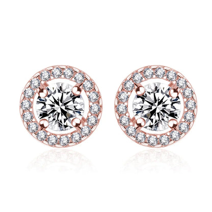 Luxury White Zirconia Stud Earrings Gold Color
