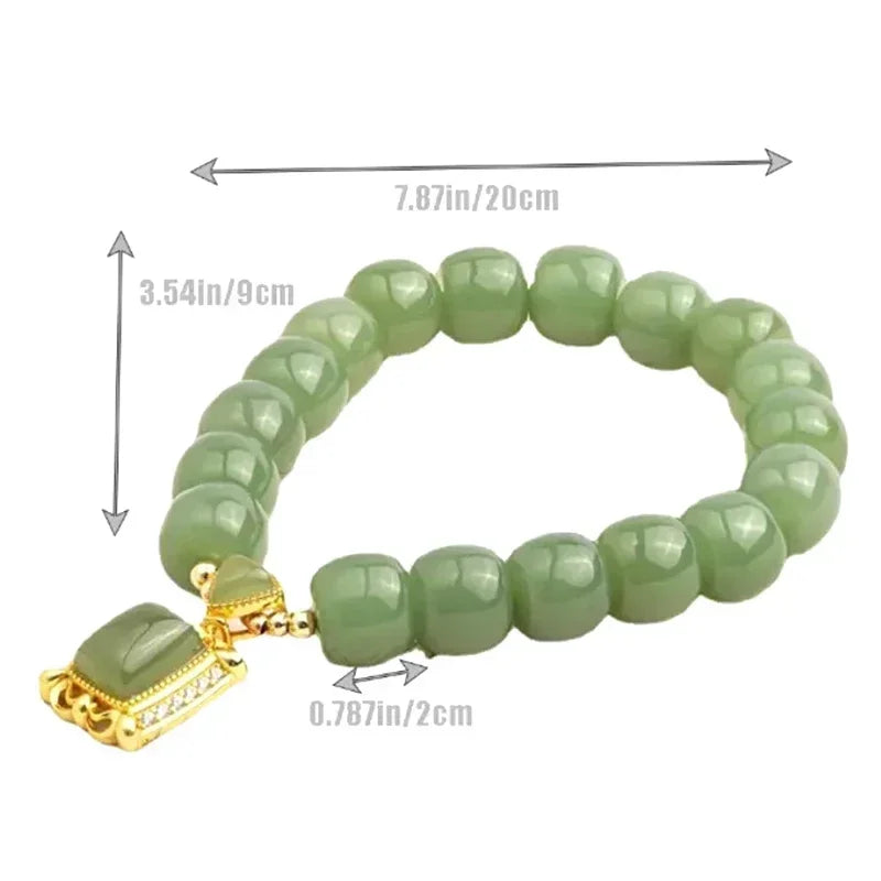 Imitation Jade Pendant Beaded Bracelet Elegant Jewelry