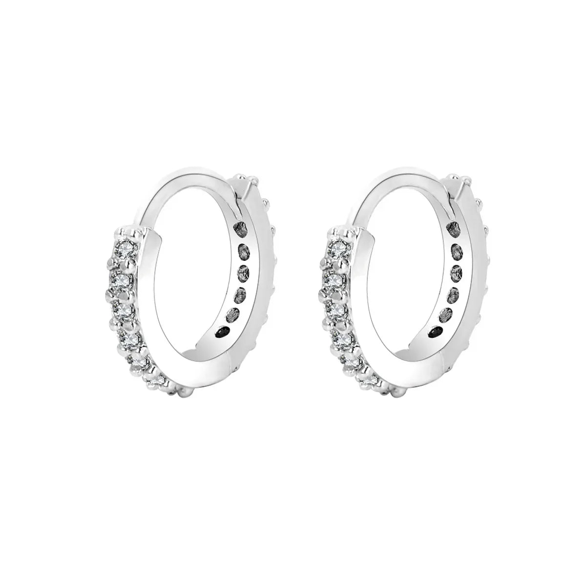 1Pair Stainless Steel Hoop Earrings Zirconia