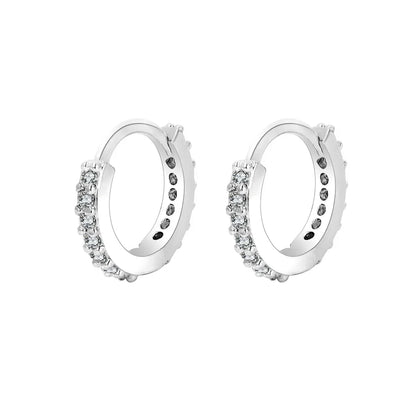 1Pair Stainless Steel Hoop Earrings Zirconia