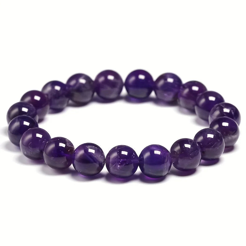 Amethyst Bracelet  Natural Stone  6 8 10mm