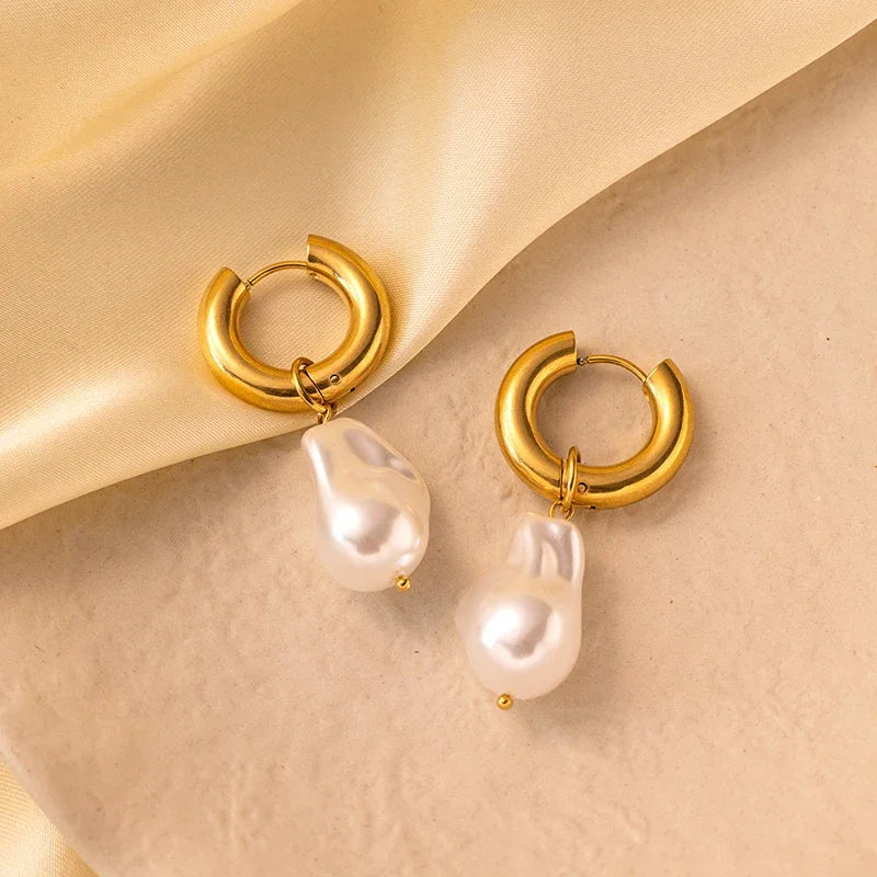 Baroque Pearl Dangle Earrings for Women