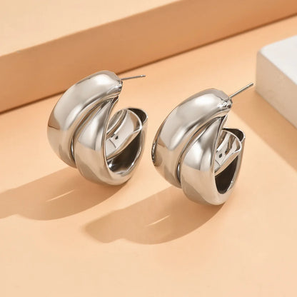 Stainless Steel Hoop Earrings  Gold Color for Women