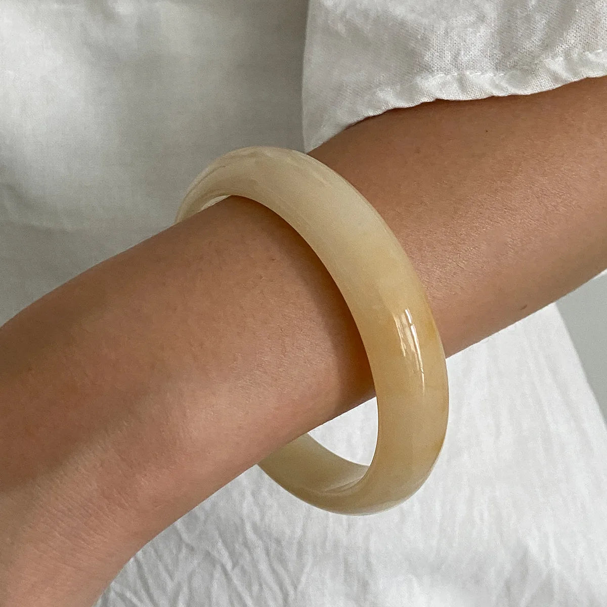 Green Resin Acrylic Irregular Wide Bangle Bracelet