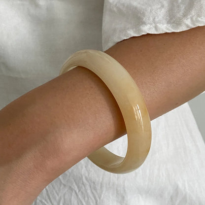 Green Resin Acrylic Irregular Wide Bangle Bracelet