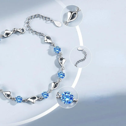 Women Heart Bracelet - Adjustable Crystal Charm Chain