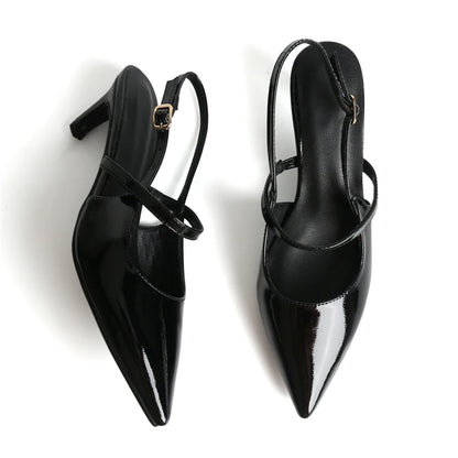 Women Patent Leather Pointed Toe Shoes