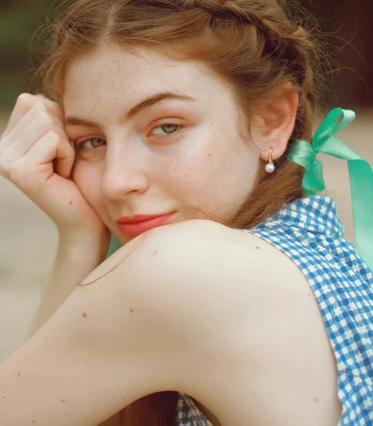 AAA+ Quality White Freshwater Cultured Pearl Dangle  Earrings