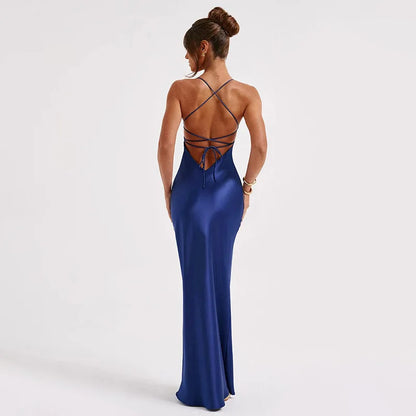 Sexy Elegant Satin Backless  Women's Dress