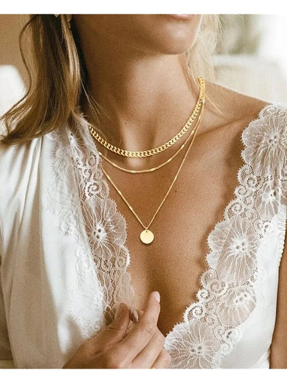 14K Gold Plated Layering  Women Necklaces Set