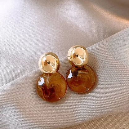 Imitation Amber Color Acrylic Bead Dangle  Earrings