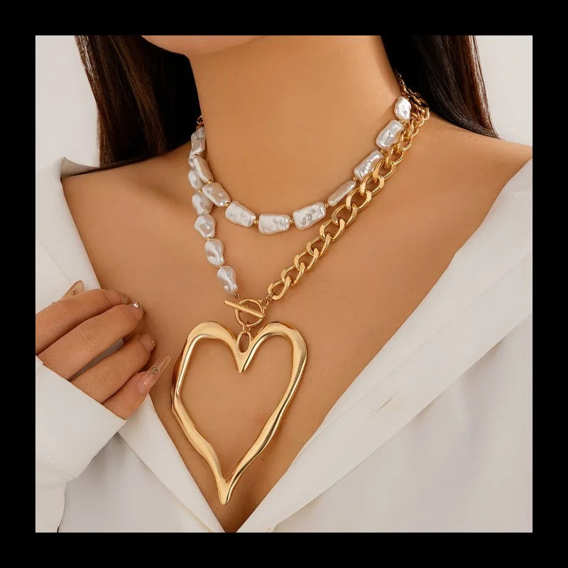 Hot-selling Exaggerated Double-layer Baroque Imitation Pearl Necklace