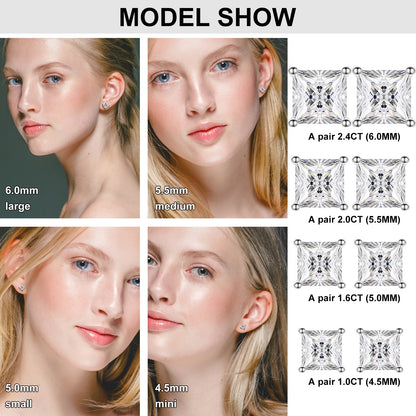 1-2.4Ct  Moissanite Earrings Stud Sterling Silver