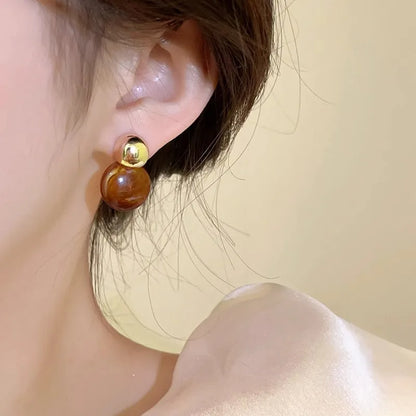 Imitation Amber Color Acrylic Bead Dangle  Earrings