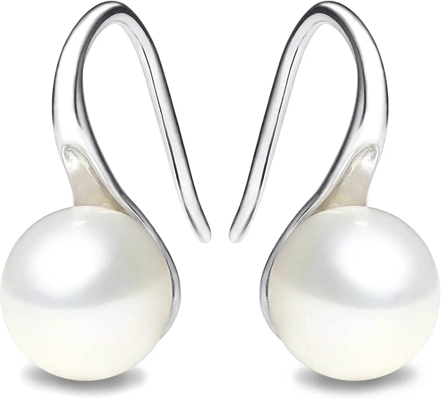 AAA+ Quality White Freshwater Cultured Pearl Dangle  Earrings