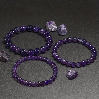 Amethyst Bracelet  Natural Stone  6 8 10mm