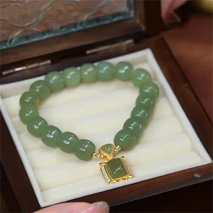 Imitation Jade Pendant Beaded Bracelet Elegant Jewelry