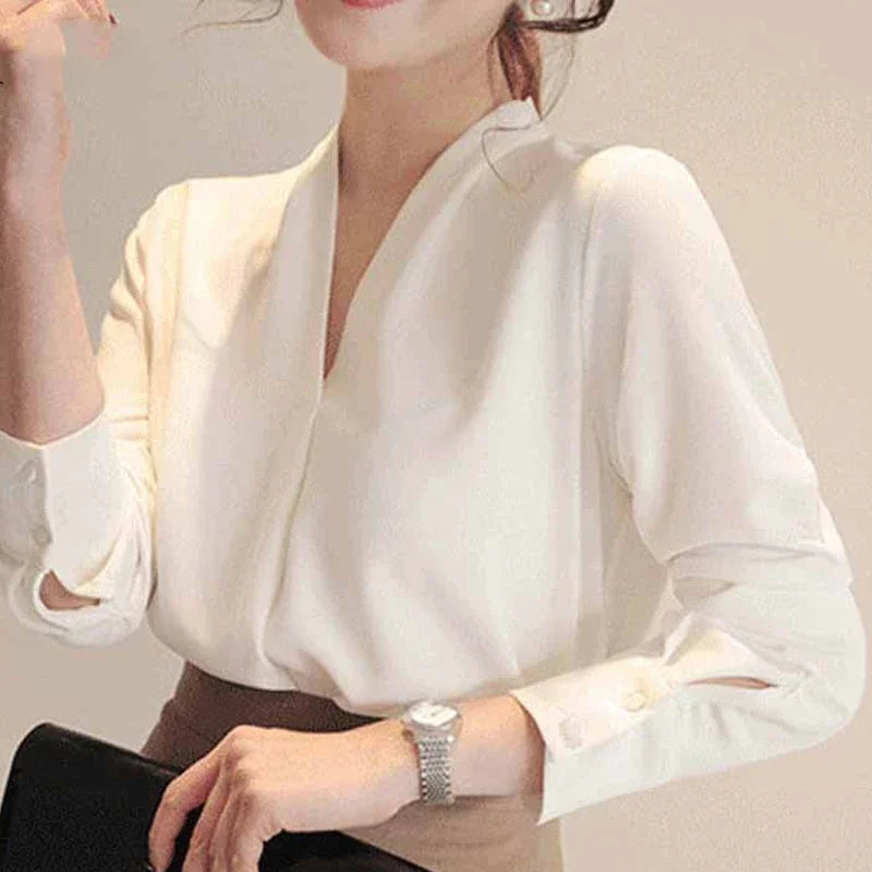 Long Sleeve Elegant Chiffon Office Blouse