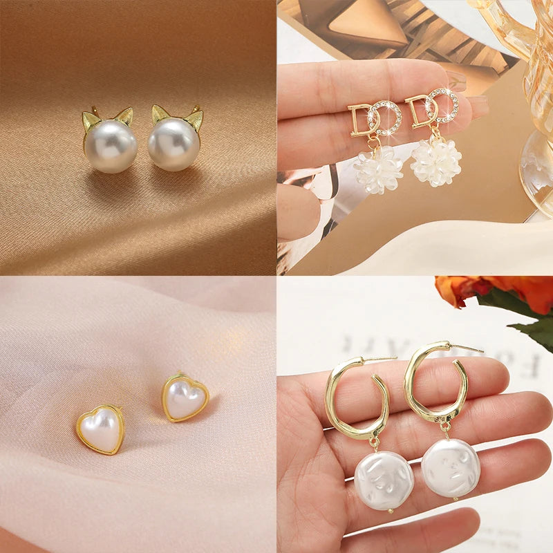 Pearl Earrings For Women Fashion Jewelry Enamel