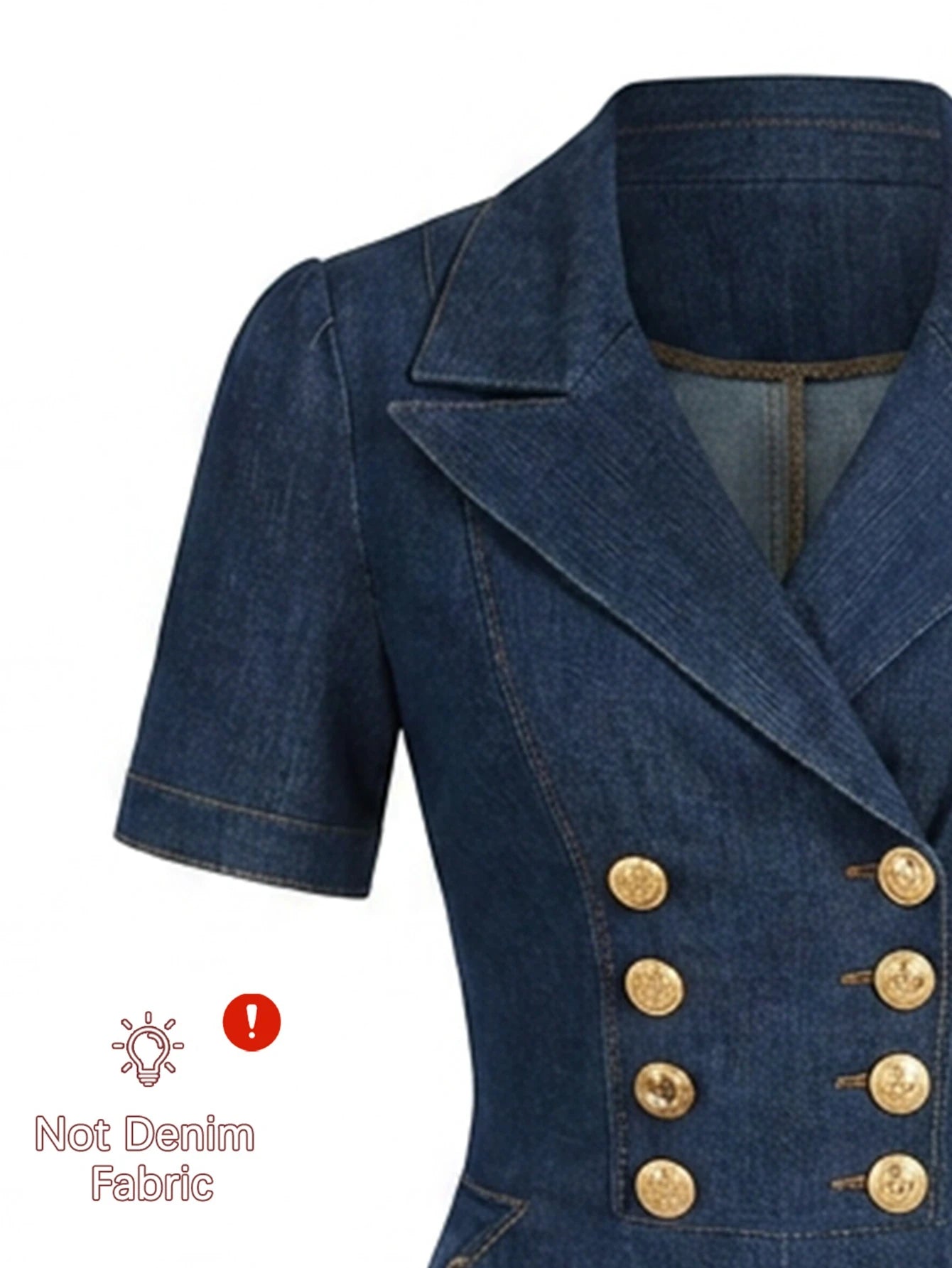 Womens Blue Double Breasted Pencil Blazer Midi Dress