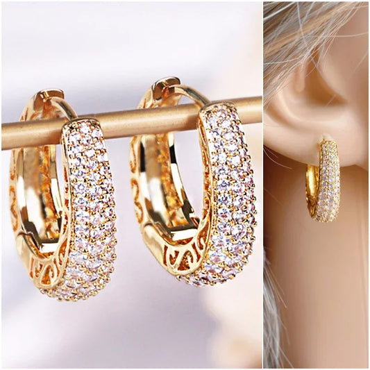 Hoop Earrings CZ Stone for Women