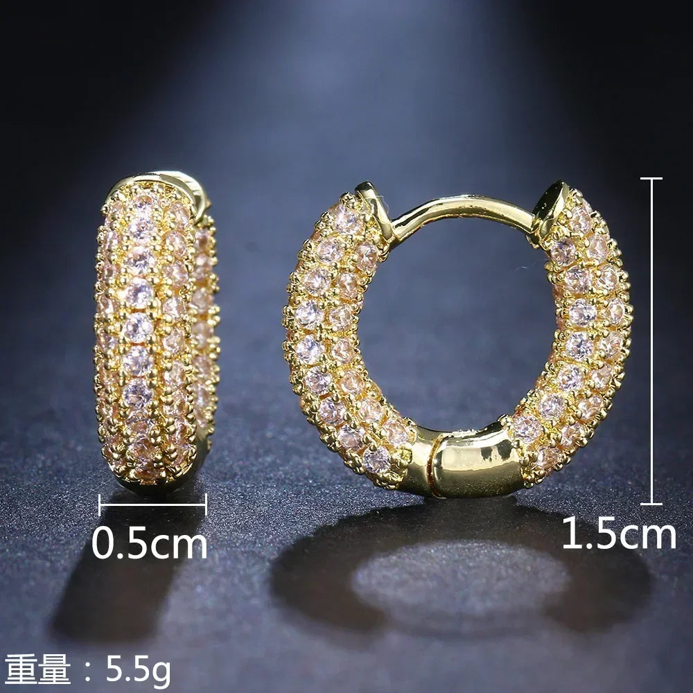 Silver Hoop Earrings Zirconia 14K Gold Plated