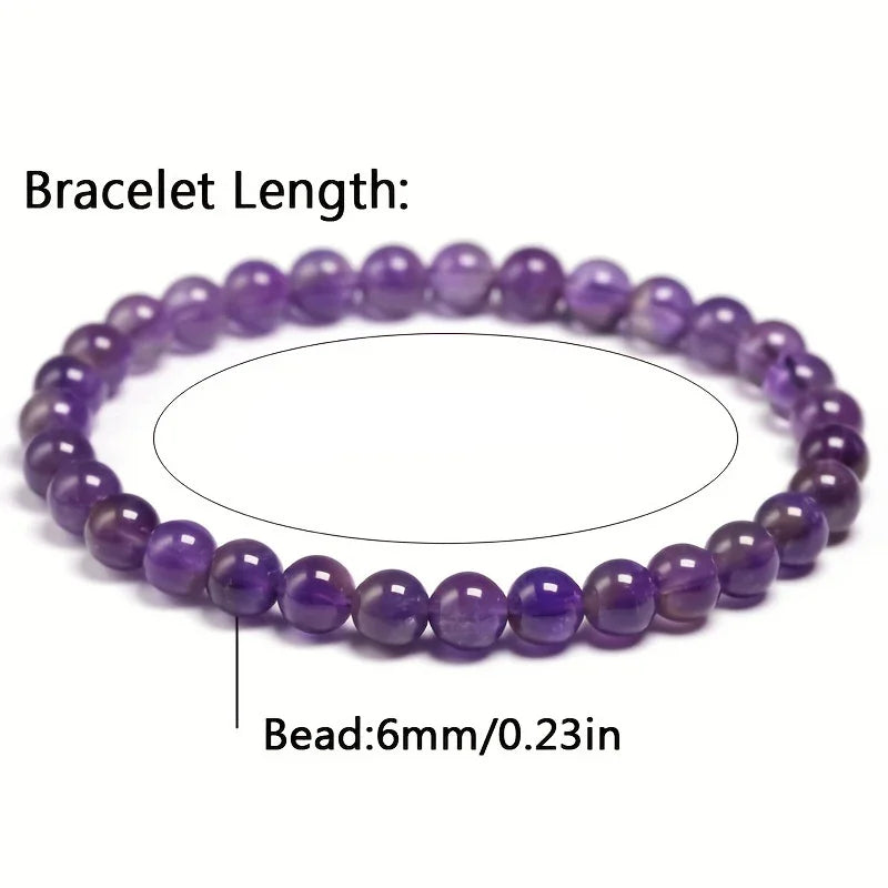 Amethyst Bracelet  Natural Stone  6 8 10mm