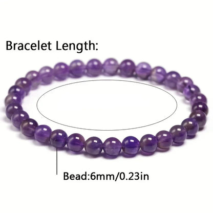 Amethyst Bracelet  Natural Stone  6 8 10mm