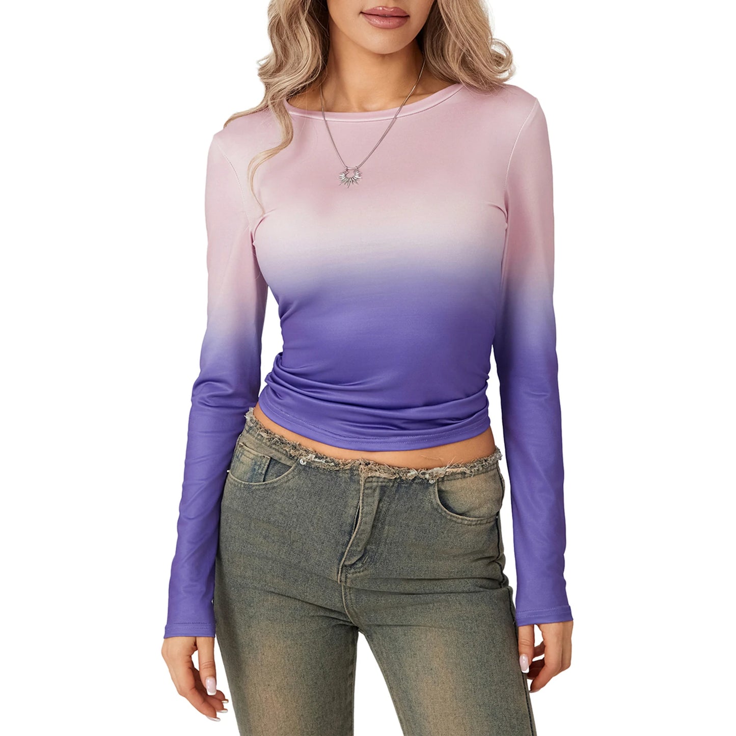 Women Long Sleeve T-Shirts Crew Neck Casual