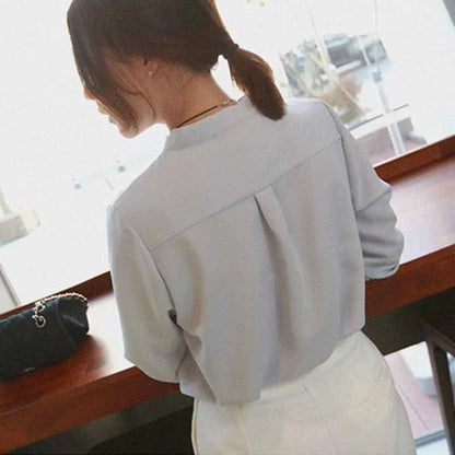 Long Sleeve Elegant Chiffon Office Blouse