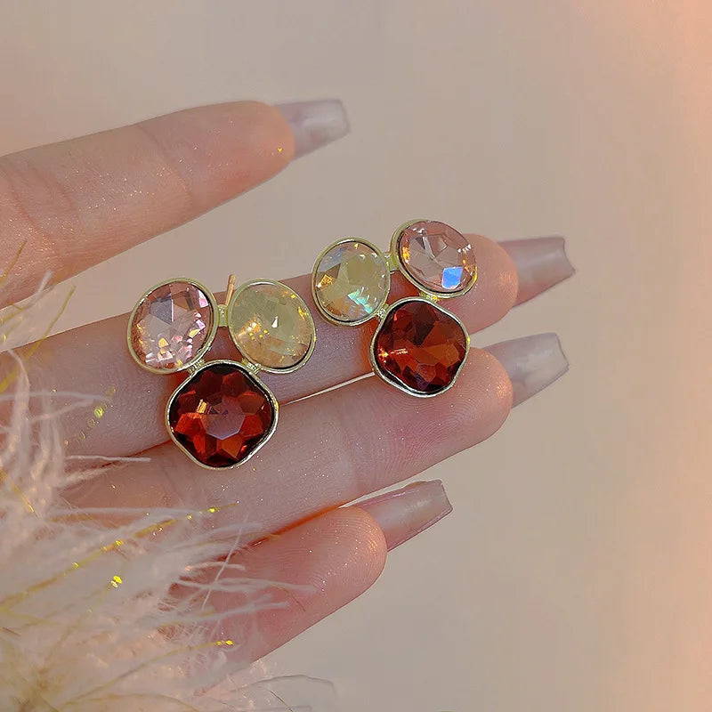 Brown Resin Stone Dangle Earrings