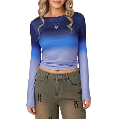 Women Long Sleeve T-Shirts Crew Neck Casual