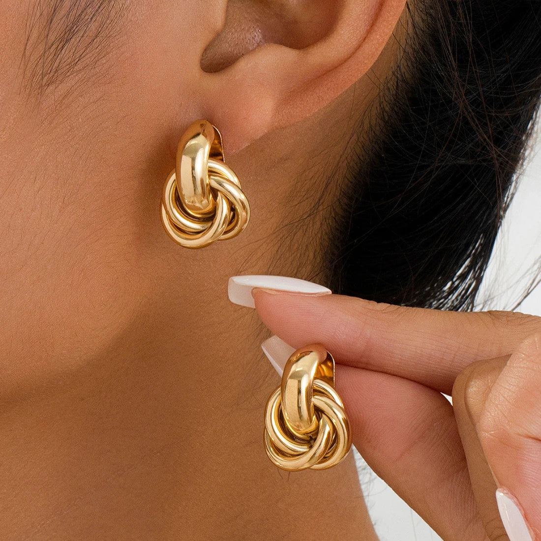 Stainless Steel Hoop Earrings  Gold Color for Women