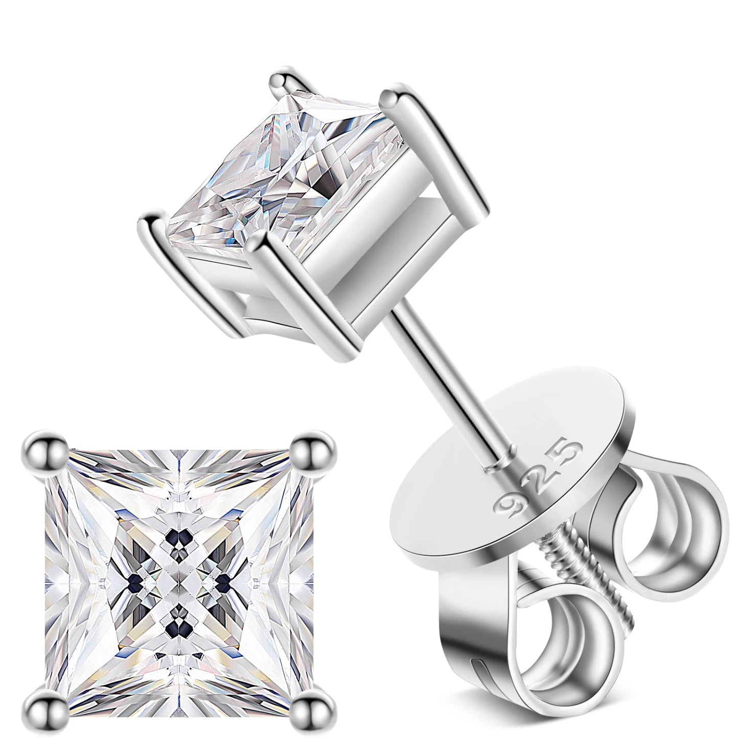 1-2.4Ct  Moissanite Earrings Stud Sterling Silver