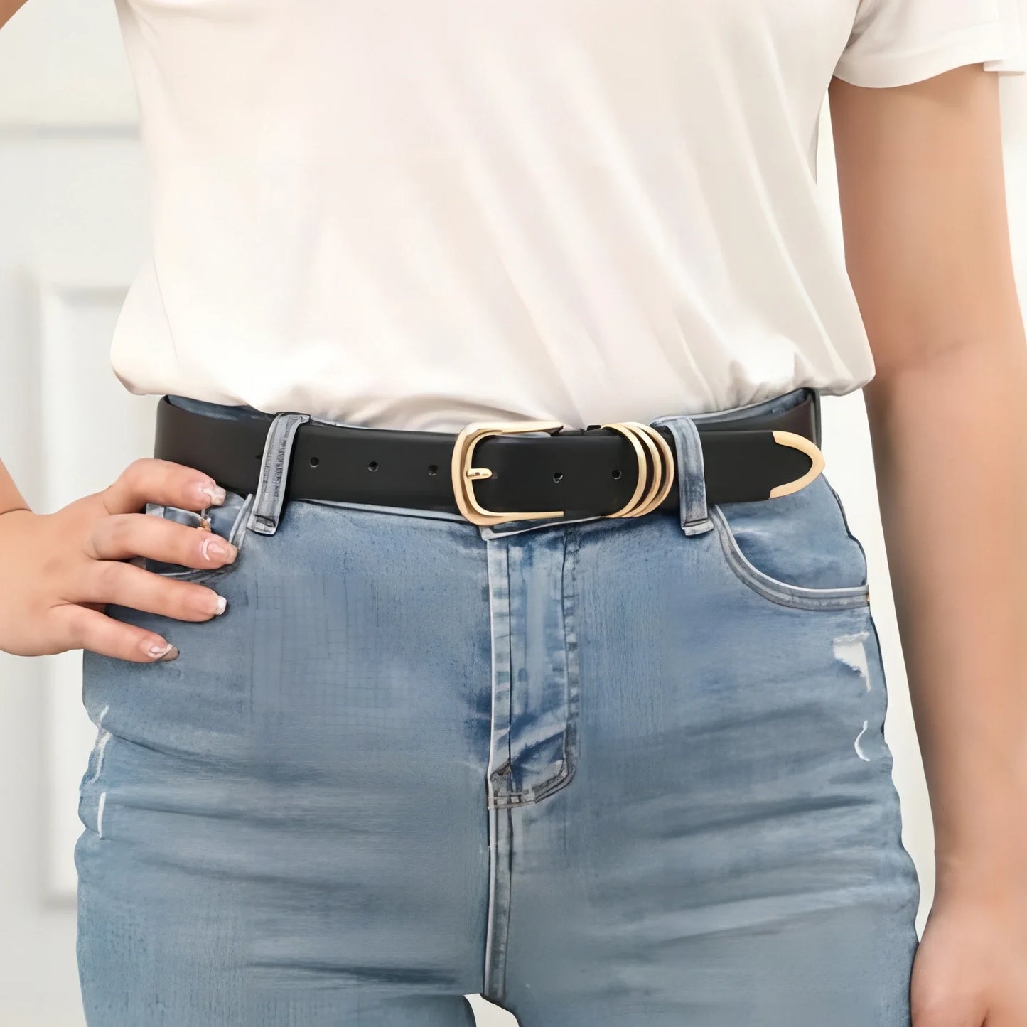 Women's  Buckle PU Leather Belt Youth